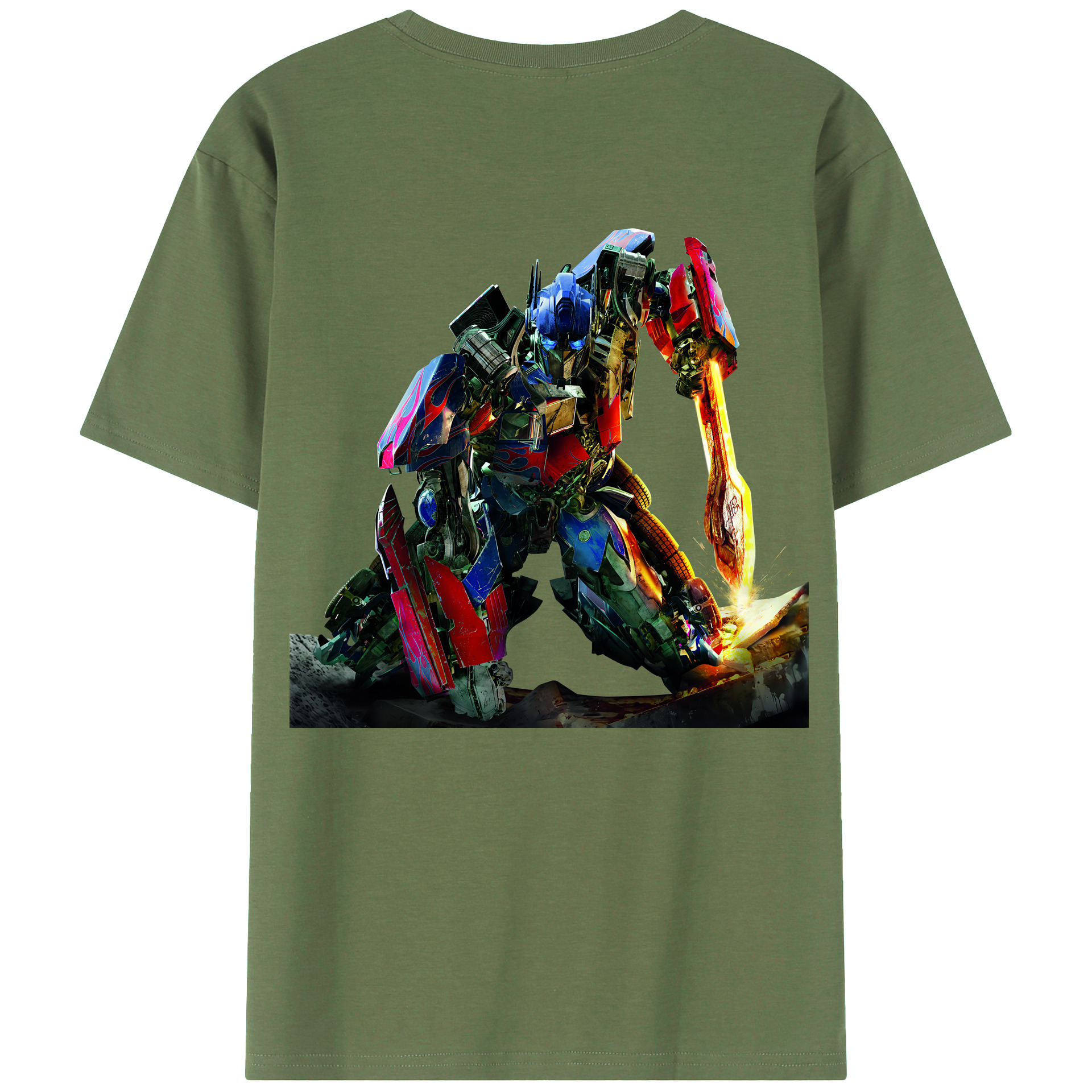 （画像用） Transformers トランスフォーマー 綿100％ メンズ半袖Tシャツ（バックプリント） 通気性
